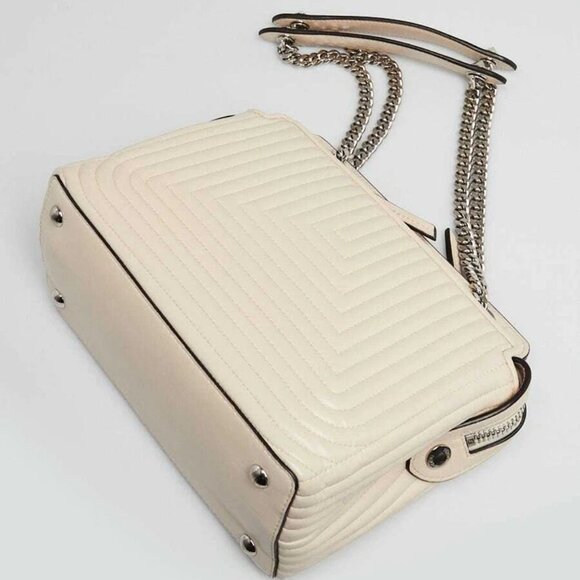 Fendi White Quilted Lambskin Leather Dotcom Click Small Shoulder Bag - 8BN299 - Picture 6 of 12